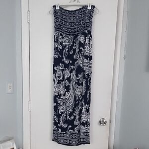 Navy and White Paisley Maxi Dress